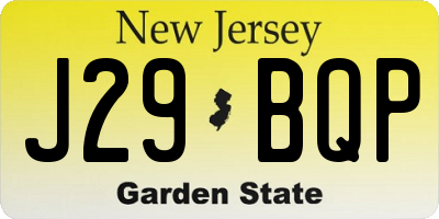NJ license plate J29BQP