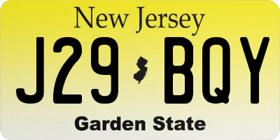 NJ license plate J29BQY