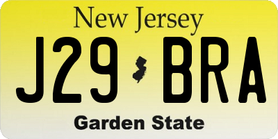 NJ license plate J29BRA