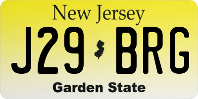 NJ license plate J29BRG