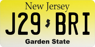 NJ license plate J29BRI