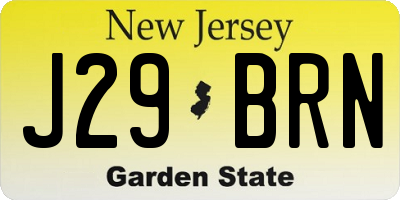 NJ license plate J29BRN
