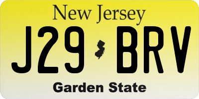 NJ license plate J29BRV