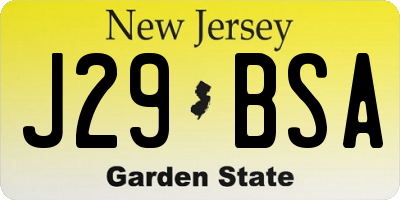 NJ license plate J29BSA