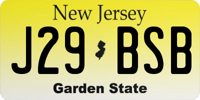 NJ license plate J29BSB