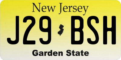 NJ license plate J29BSH