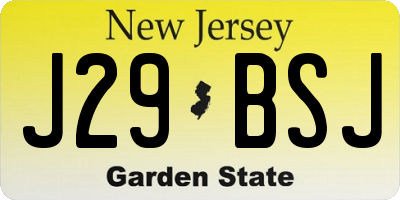 NJ license plate J29BSJ