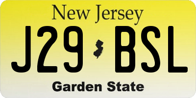 NJ license plate J29BSL
