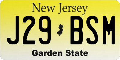 NJ license plate J29BSM