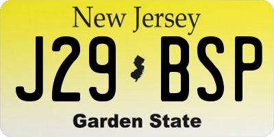 NJ license plate J29BSP