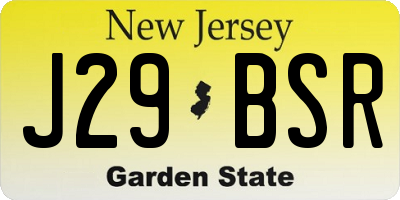 NJ license plate J29BSR