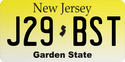 NJ license plate J29BST