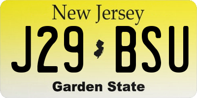 NJ license plate J29BSU