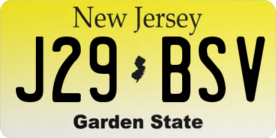 NJ license plate J29BSV