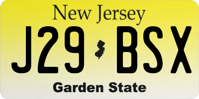 NJ license plate J29BSX