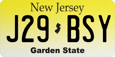 NJ license plate J29BSY