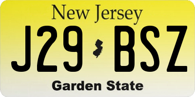 NJ license plate J29BSZ