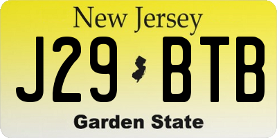 NJ license plate J29BTB
