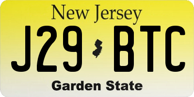 NJ license plate J29BTC