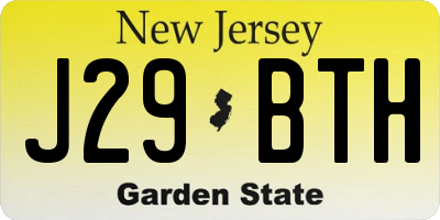 NJ license plate J29BTH