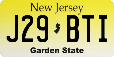 NJ license plate J29BTI