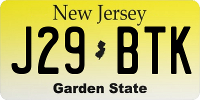 NJ license plate J29BTK