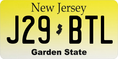 NJ license plate J29BTL