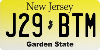 NJ license plate J29BTM