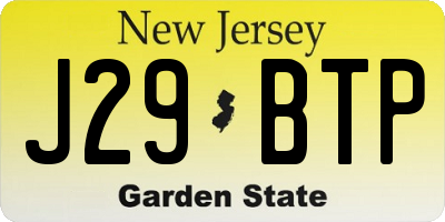 NJ license plate J29BTP