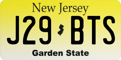 NJ license plate J29BTS