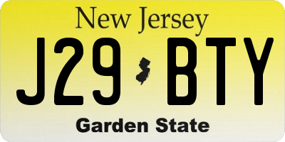 NJ license plate J29BTY