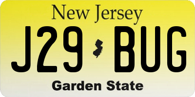 NJ license plate J29BUG