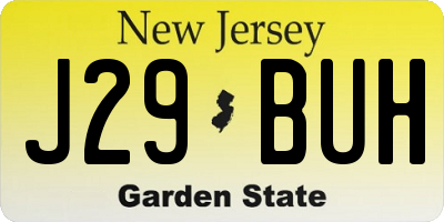 NJ license plate J29BUH