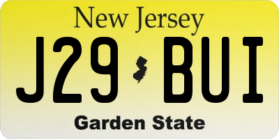 NJ license plate J29BUI