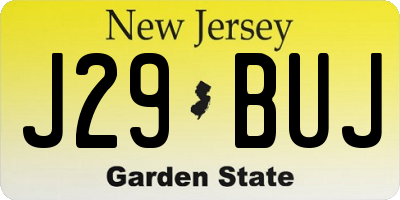 NJ license plate J29BUJ