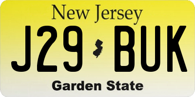 NJ license plate J29BUK