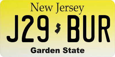 NJ license plate J29BUR