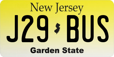 NJ license plate J29BUS