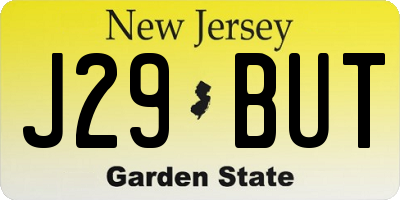 NJ license plate J29BUT