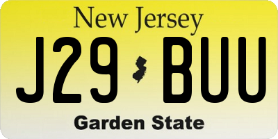 NJ license plate J29BUU