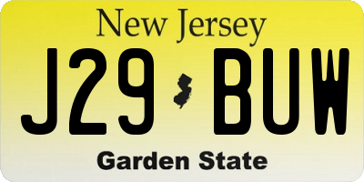 NJ license plate J29BUW