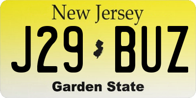 NJ license plate J29BUZ