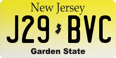 NJ license plate J29BVC