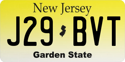 NJ license plate J29BVT