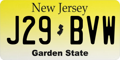 NJ license plate J29BVW