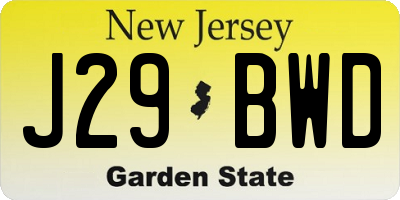 NJ license plate J29BWD