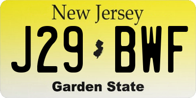 NJ license plate J29BWF