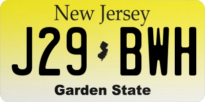 NJ license plate J29BWH
