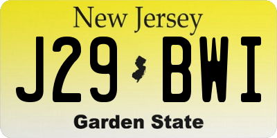 NJ license plate J29BWI