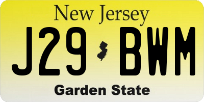 NJ license plate J29BWM